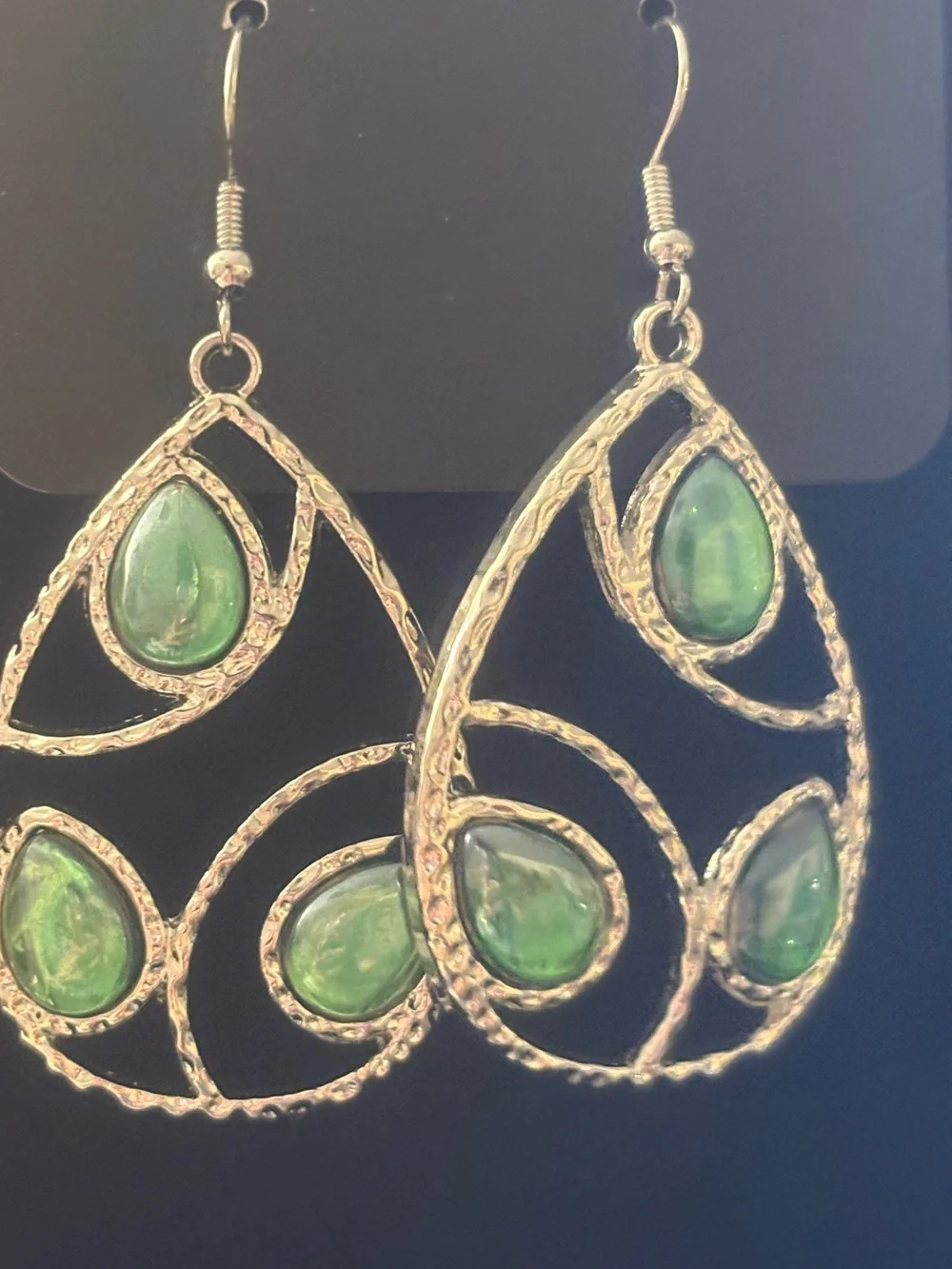 Elegant Green Teardrop Dangle Earrings - Women's Jewelry